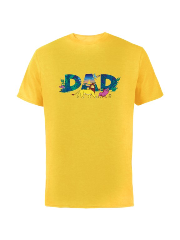 The Lion King Simba & Pals Dad Father’s Day Birthday - Short Sleeve Cotton T-Shirt for Adults - Customized-Yellow