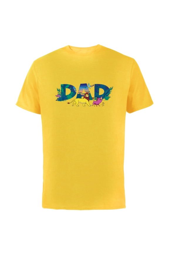 The Lion King Simba & Pals Dad Father’s Day Birthday - Short Sleeve Cotton T-Shirt for Adults - Customized-Yellow