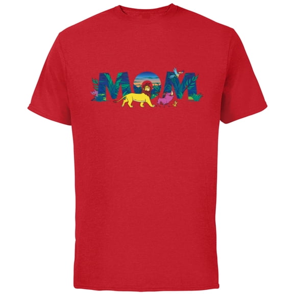 Disney The Lion King Simba & Pals Mom Mother’s Day Birthday - Short Sleeve Cotton T-Shirt for Adults - Customized-Red