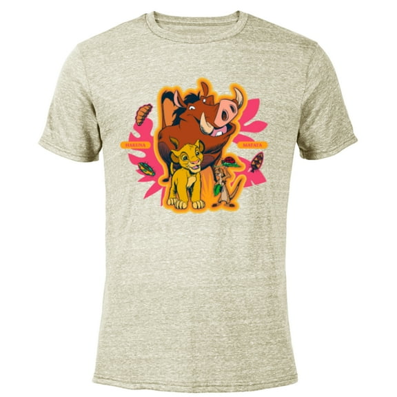 Disney The Lion King Simba Timon Pumbaa Hakuna Matata - Short Sleeve Blended T-Shirt for Adults - Customized-Yellow