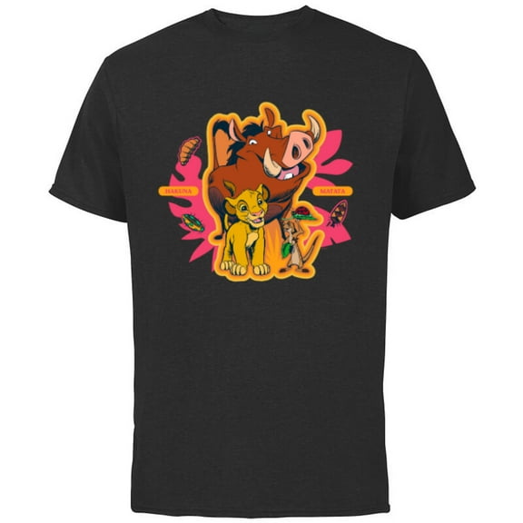 Disney The Lion King Simba Timon Pumbaa Hakuna Matata - Short Sleeve Cotton T-Shirt for Adults - Customized-Black