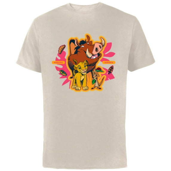 Disney The Lion King Simba Timon Pumbaa Hakuna Matata - Short Sleeve Cotton T-Shirt for Adults - Customized-Natural
