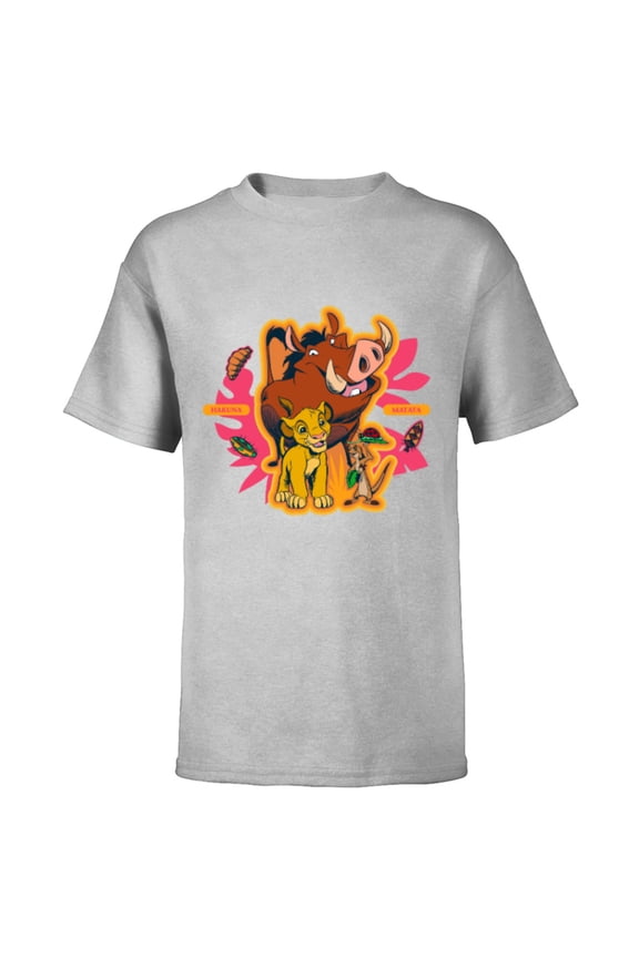 The Lion King Simba Timon Pumbaa Hakuna Matata - Short Sleeve T-Shirt for Kids - Customized-Athletic Heather