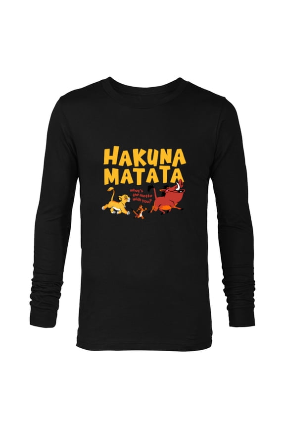 The Lion King Simba Timon Pumbaa Hakuna Matata Walk - Long Sleeve T-Shirt for Men - Customized-Black