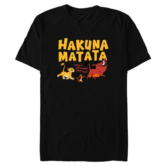 Disney The Lion King Simba Timon Pumbaa Hakuna Matata Walk - Short Sleeve Blended T-Shirt for Adults - Customized-Black