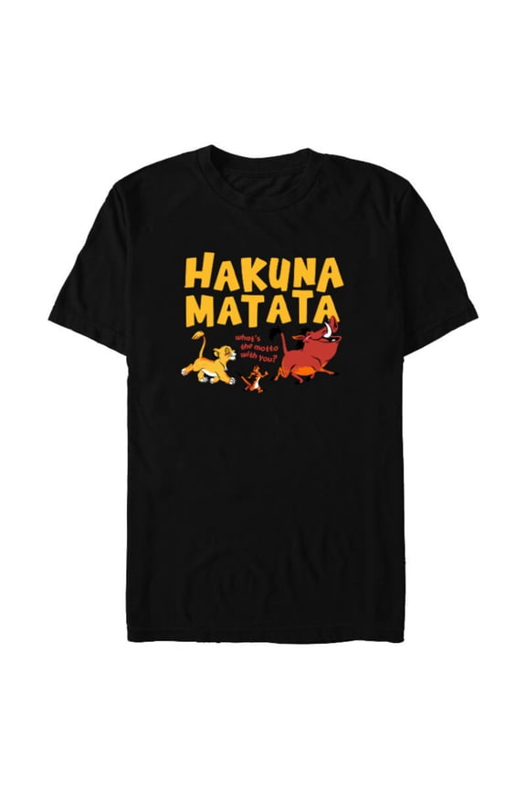 The Lion King Simba Timon Pumbaa Hakuna Matata Walk - Short Sleeve Blended T-Shirt for Adults - Customized-Black