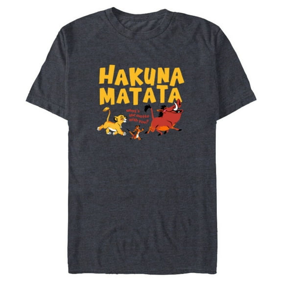 Disney The Lion King Simba Timon Pumbaa Hakuna Matata Walk - Short Sleeve Blended T-Shirt for Adults - Customized-Navy Heather