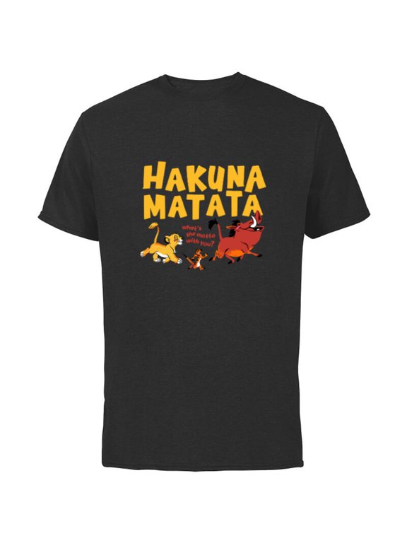 The Lion King Simba Timon Pumbaa Hakuna Matata Walk - Short Sleeve Cotton T-Shirt for Adults - Customized-Black