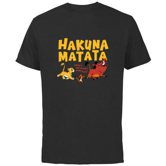 Disney The Lion King Simba Timon Pumbaa Hakuna Matata Walk - Short Sleeve Cotton T-Shirt for Adults - Customized-Black