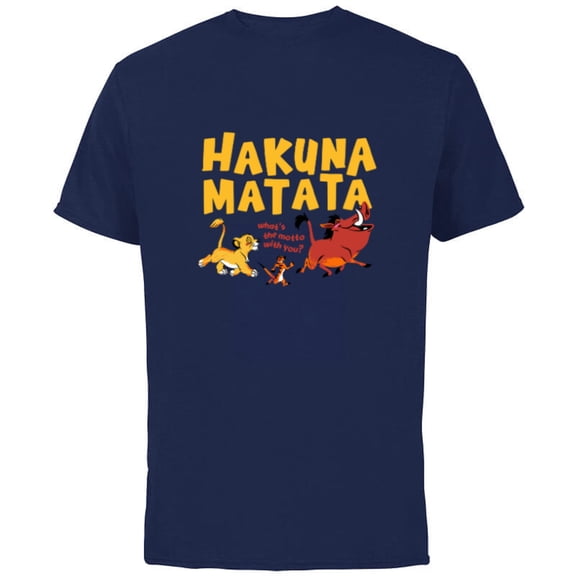 Disney The Lion King Simba Timon Pumbaa Hakuna Matata Walk - Short Sleeve Cotton T-Shirt for Adults - Customized-Navy