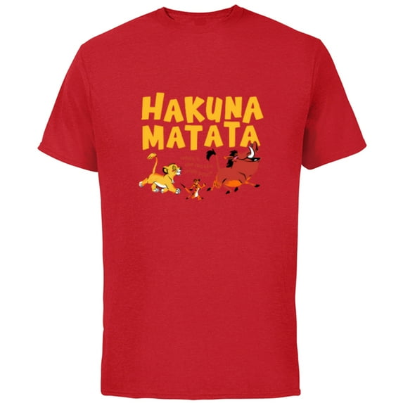 Disney The Lion King Simba Timon Pumbaa Hakuna Matata Walk - Short Sleeve Cotton T-Shirt for Adults - Customized-Red