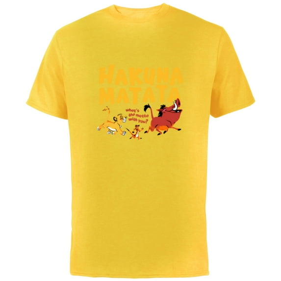 Disney The Lion King Simba Timon Pumbaa Hakuna Matata Walk - Short Sleeve Cotton T-Shirt for Adults - Customized-Yellow