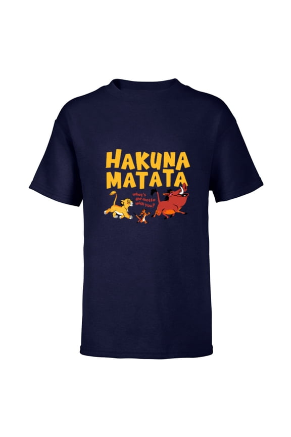 The Lion King Simba Timon Pumbaa Hakuna Matata Walk - Short Sleeve T-Shirt for Kids - Customized-Navy