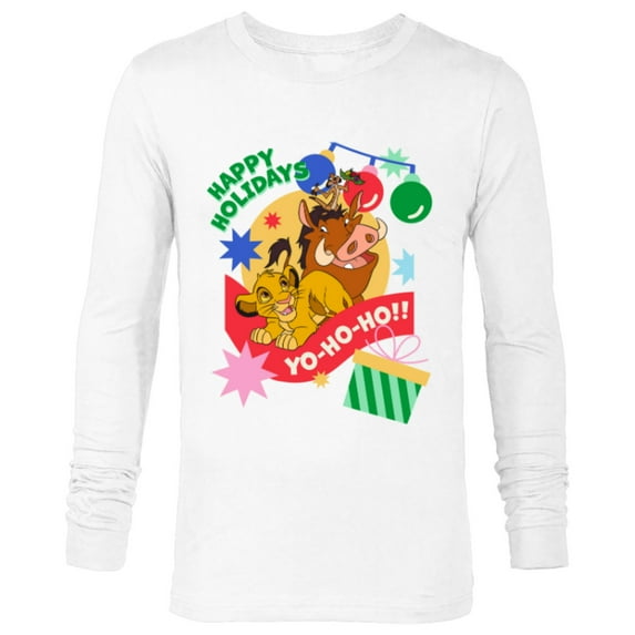 Disney The Lion King Simba Timon Pumbaa Happy Holidays - Long Sleeve T-Shirt for Men - Customized-White