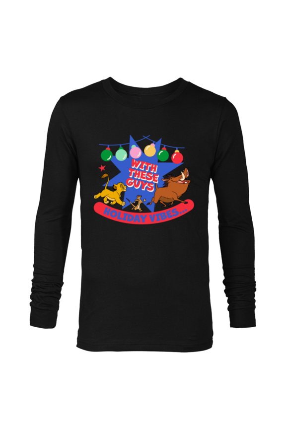 The Lion King Simba Timon Pumbaa Holiday Vibes - Long Sleeve T-Shirt for Men - Customized-Black