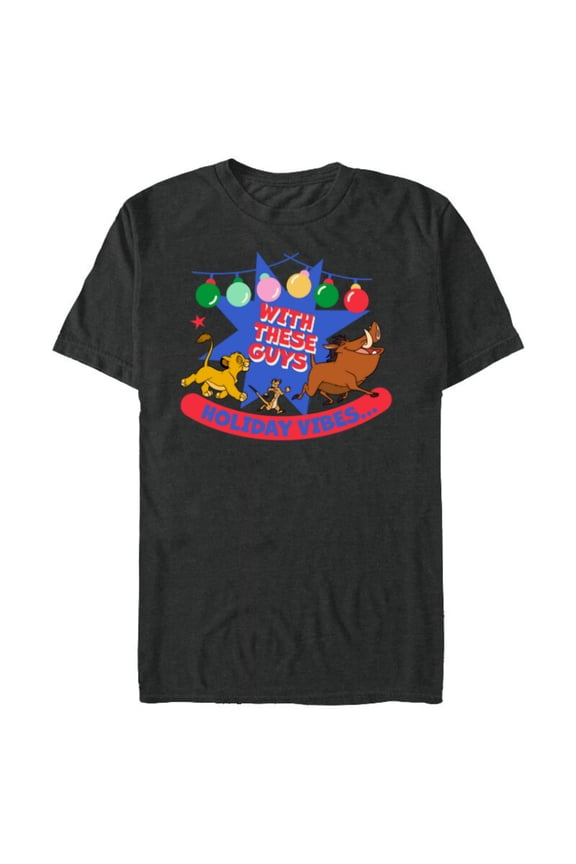 The Lion King Simba Timon Pumbaa Holiday Vibes - Short Sleeve Blended T-Shirt for Adults - Customized-Dark Heather