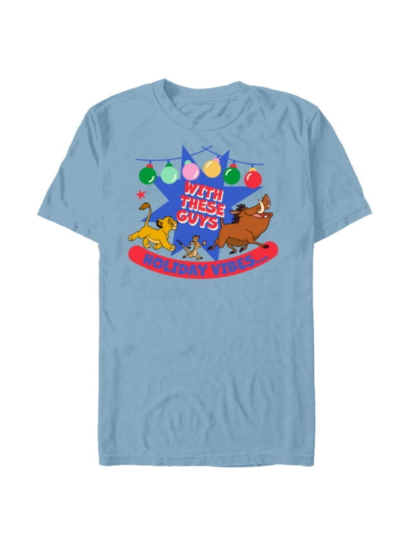 The Lion King Simba Timon Pumbaa Holiday Vibes - Short Sleeve Blended T-Shirt for Adults - Customized-Ocean Blue