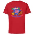 thumbnail image 1 of Disney The Lion King Simba Timon Pumbaa Holiday Vibes - Short Sleeve Cotton T-Shirt for Adults - Customized-Red, 1 of 5