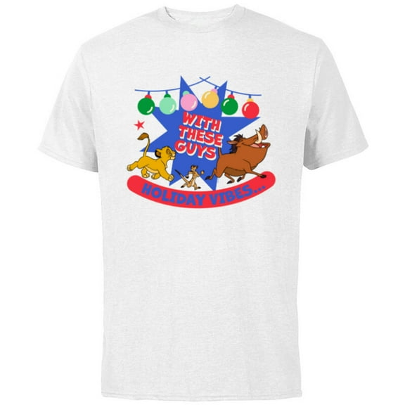 Disney The Lion King Simba Timon Pumbaa Holiday Vibes - Short Sleeve Cotton T-Shirt for Adults - Customized-White