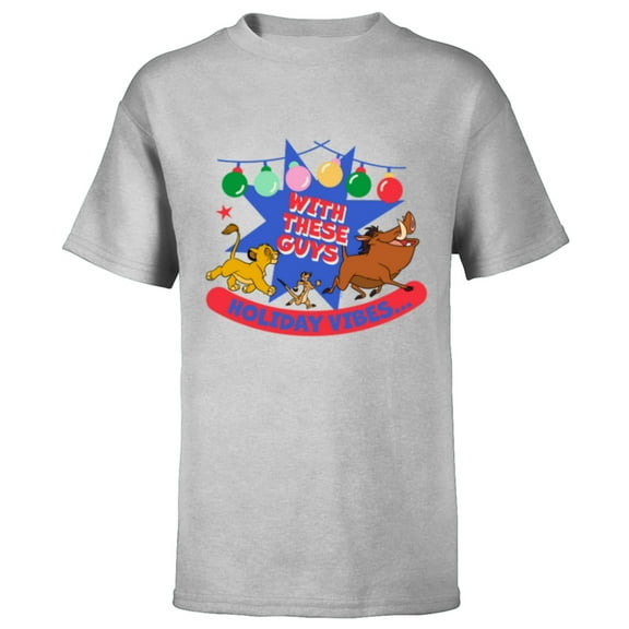 Disney The Lion King Simba Timon Pumbaa Holiday Vibes - Short Sleeve T-Shirt for Kids - Customized-Athletic Heather