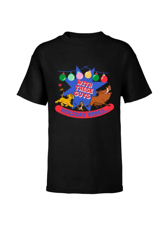 The Lion King Simba Timon Pumbaa Holiday Vibes - Short Sleeve T-Shirt for Kids - Customized-Black