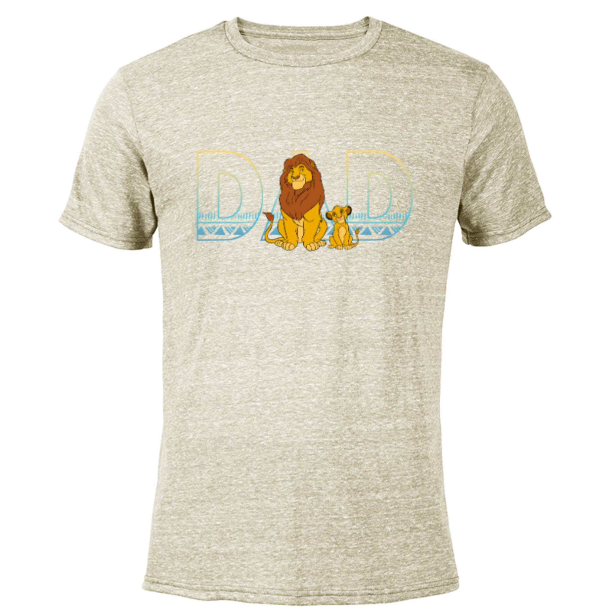 Disney The Lion King Simba and Mufasa Dad - Short Sleeve Blended T-Shirt for Adults- Customized-Yellow