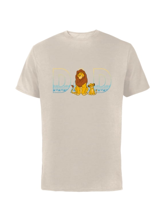 The Lion King Simba and Mufasa Dad - Short Sleeve Cotton T-Shirt for Adults- Customized-Natural