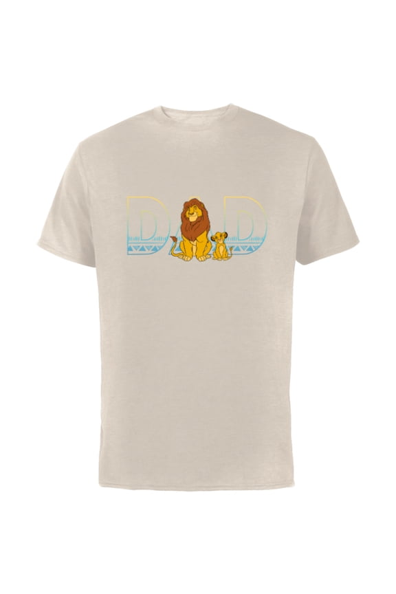 The Lion King Simba and Mufasa Dad - Short Sleeve Cotton T-Shirt for Adults- Customized-Natural