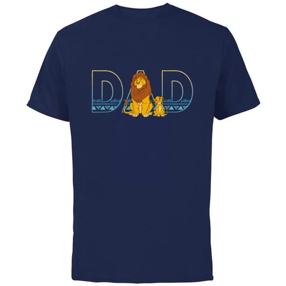 Disney The Lion King Simba and Mufasa Dad - Short Sleeve Cotton T-Shirt for Adults- Customized-Navy