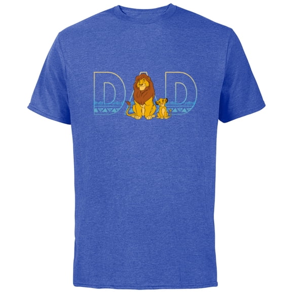 Disney The Lion King Simba and Mufasa Dad - Short Sleeve Cotton T-Shirt for Adults- Customized-Royal Heather