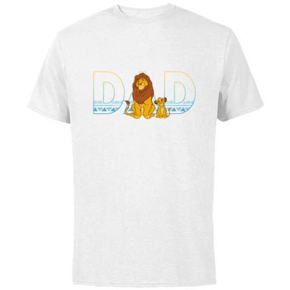 Disney The Lion King Simba and Mufasa Dad - Short Sleeve Cotton T-Shirt for Adults- Customized-White