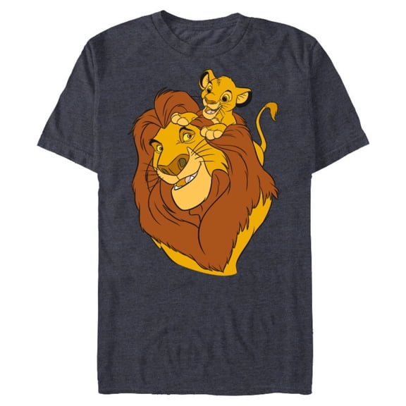 Disney The Lion King Simba and Mufasa Father and Son - Short Sleeve Blended T-Shirt for Adults - Customized-Navy Heather