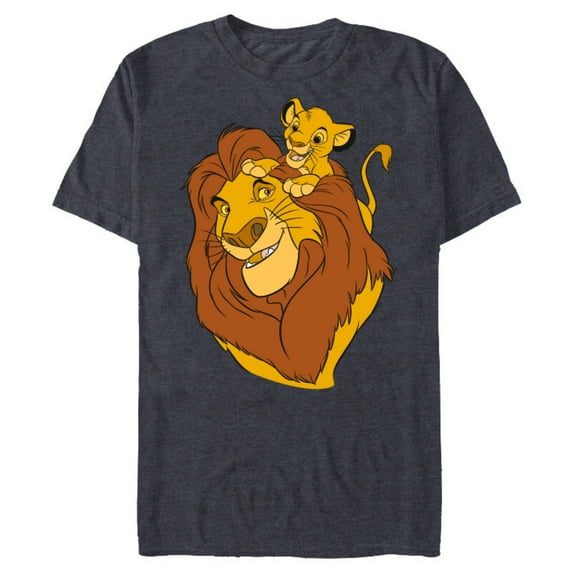 Disney The Lion King Simba and Mufasa Father and Son - Short Sleeve Blended T-Shirt for Adults - Customized-Navy Heather