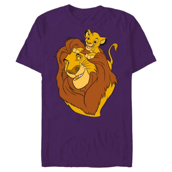 Disney The Lion King Simba and Mufasa Father and Son - Short Sleeve Blended T-Shirt for Adults - Customized-Purple