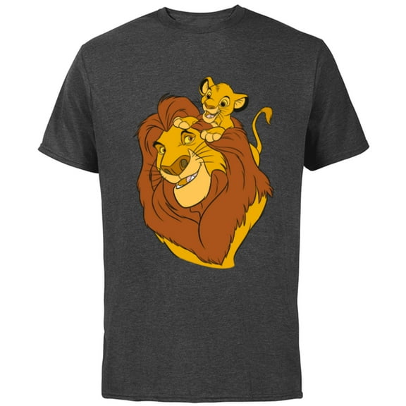 Disney The Lion King Simba and Mufasa Father and Son - Short Sleeve Cotton T-Shirt for Adults - Customized-Charcoal