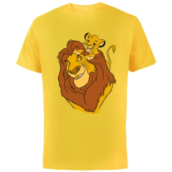 Disney The Lion King Simba and Mufasa Father and Son - Short Sleeve Cotton T-Shirt for Adults - Customized-Yellow