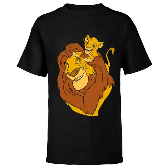 Disney The Lion King Simba and Mufasa Father and Son - Short Sleeve T-Shirt for Kids - Customized-Black