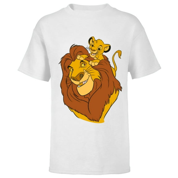 Disney The Lion King Simba and Mufasa Father and Son - Short Sleeve T-Shirt for Kids - Customized-White