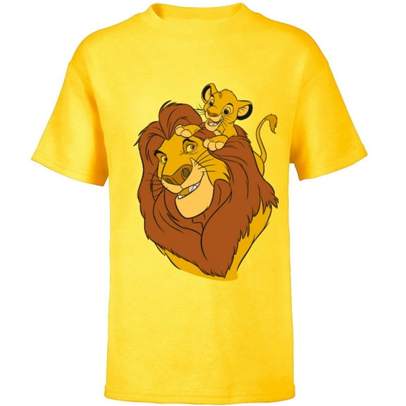 Disney The Lion King Simba and Mufasa Father and Son - Short Sleeve T-Shirt for Kids - Customized-Yellow