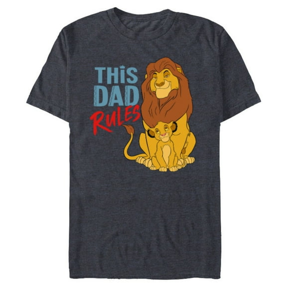 Disney The Lion King Simba and Mufasa This Dad Rules - Short Sleeve Blended T-Shirt for Adults - Customized-Navy Heather