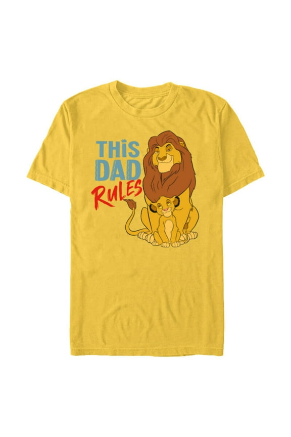 The Lion King Simba and Mufasa This Dad Rules - Short Sleeve Blended T-Shirt for Adults - Customized-Yellow