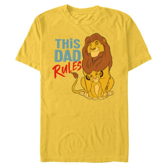 Disney The Lion King Simba and Mufasa This Dad Rules - Short Sleeve Blended T-Shirt for Adults - Customized-Yellow