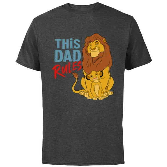 Disney The Lion King Simba and Mufasa This Dad Rules - Short Sleeve Cotton T-Shirt for Adults - Customized-Charcoal