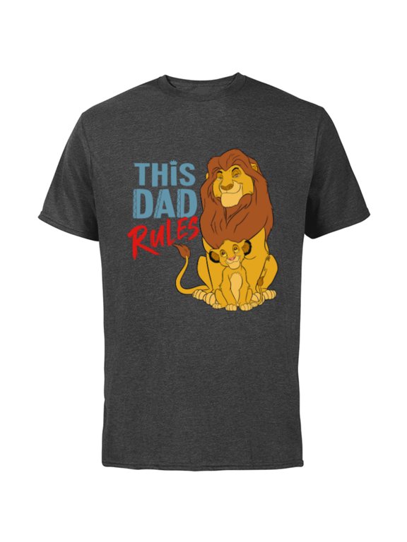 The Lion King Simba and Mufasa This Dad Rules - Short Sleeve Cotton T-Shirt for Adults - Customized-Charcoal