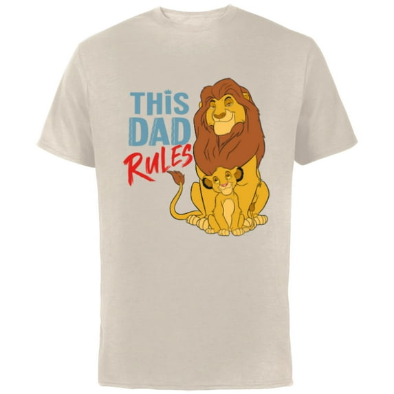 Disney The Lion King Simba and Mufasa This Dad Rules - Short Sleeve Cotton T-Shirt for Adults - Customized-Natural