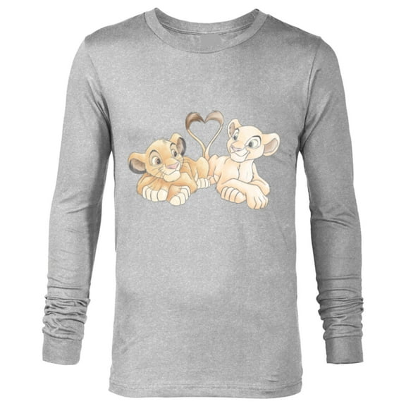 Disney The Lion King Simba and Nala Hearts Valentine’s Day - Long Sleeve T-Shirt for Men – Customized-Athletic Heather