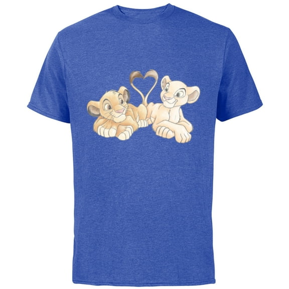 Disney The Lion King Simba and Nala Hearts Valentine’s Day - Short Sleeve Cotton T-Shirt for Adults - Customized-Royal Heather