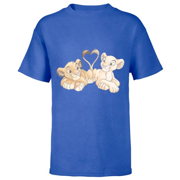 Disney The Lion King Simba and Nala Hearts Valentine’s Day - Short Sleeve T-Shirt for Kids – Customized-Royal