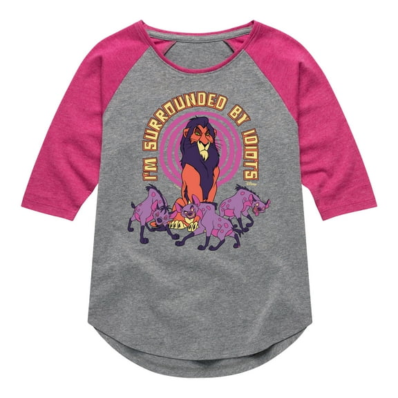 Disney - The Lion King - Surrounded By Idiots - Toddler & Youth Girls Raglan Graphic T-Shirt