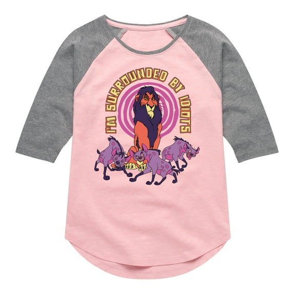 Disney - The Lion King - Surrounded By Idiots - Toddler & Youth Girls Raglan Graphic T-Shirt